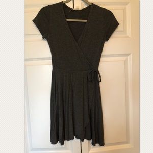 Charcoal gray wrap dress